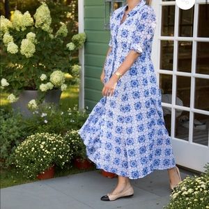 NWT India/Julia Amory blue maxi shirt dress